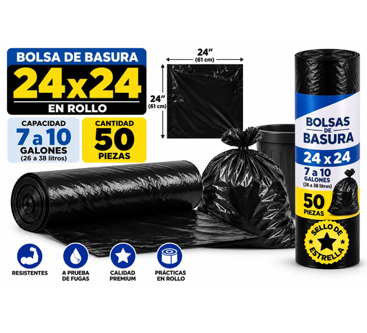 Bolsa 24 x24 por rollo con 50 piezas